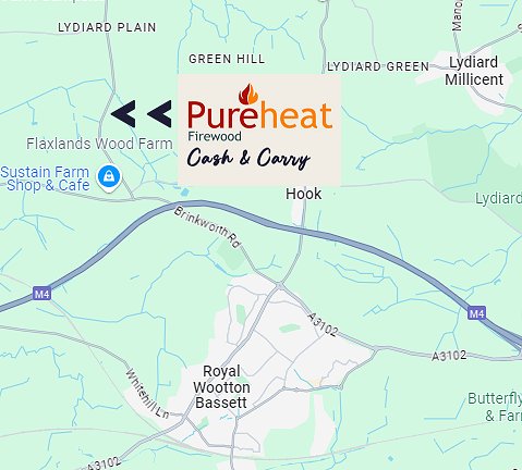 Map | Pureheat Firewood Cash and Carry, nr Wootton Bassett, Swindon